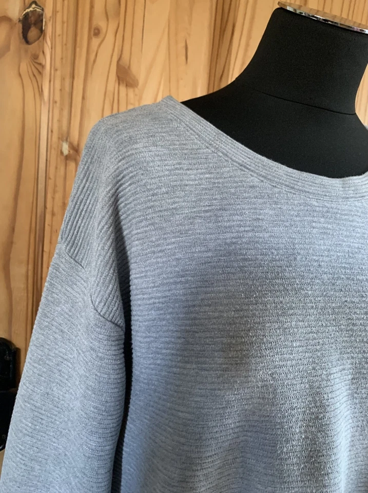 JOULES ! SIZE 20 ! LOVELY GREY RIBBED TOP ! THICK STRETCH COTTON ! ZIPS !STRETCH - Image 3 of 4