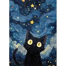 Black Cat Diamond Painting Kits for Adults, 5D Full Drill Diamond Art Kits for D