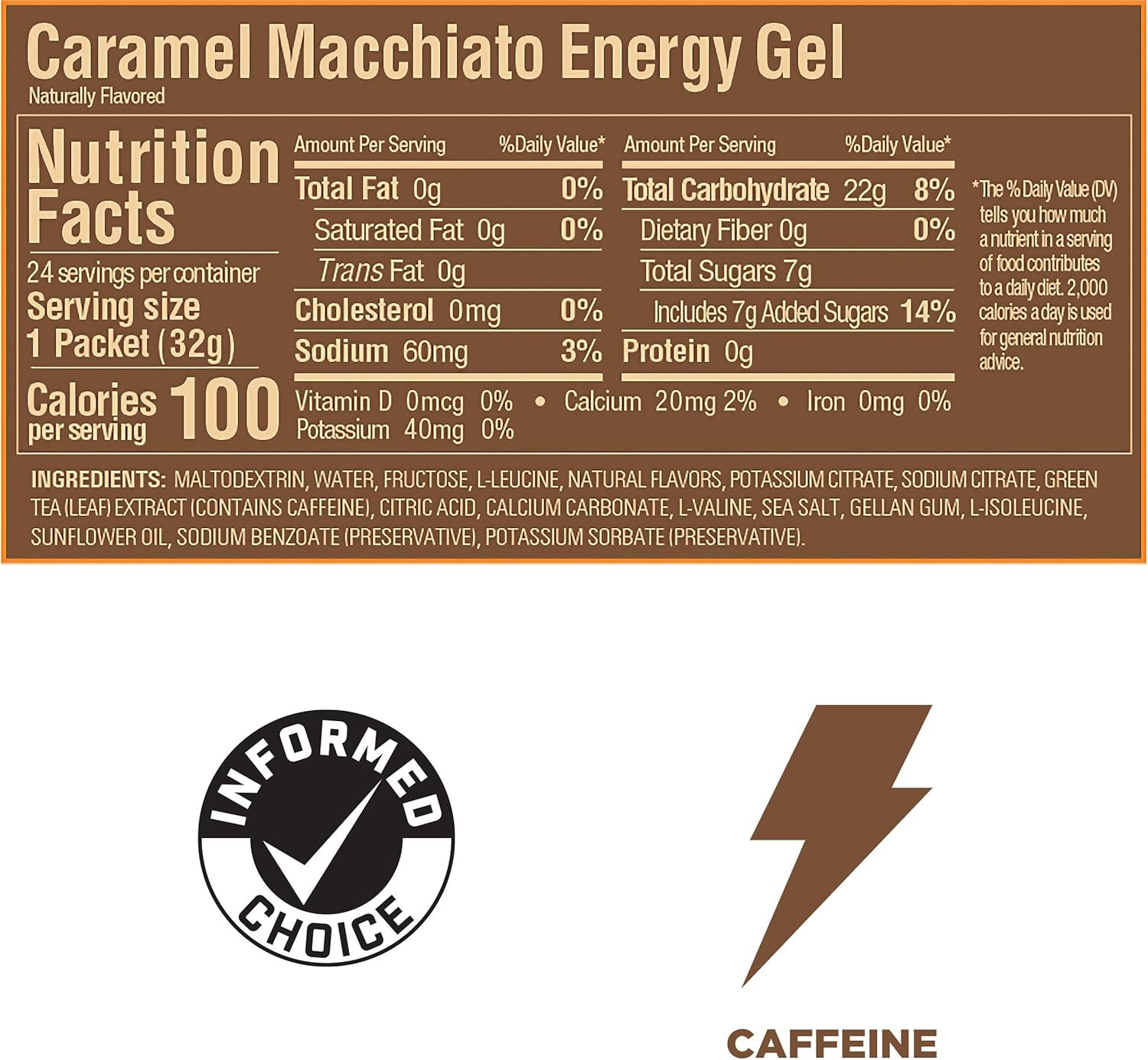 Energy Original Sports Nutrition Energy Gel, Caramel Macchiato, 24 Count Box