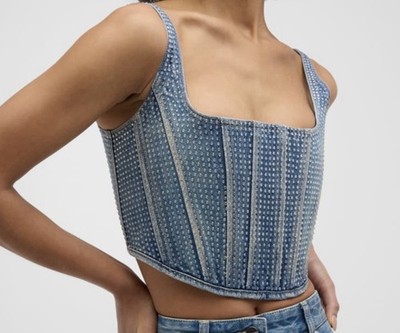 Marc Jacobs Blue Crystal Denim Corset Size 4