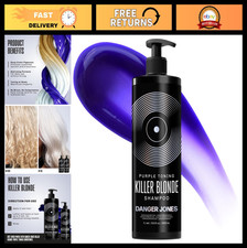 Purple Toning Shampoo for Blonde Grey Hair - Neutralizes Yellow Brassy Tones
