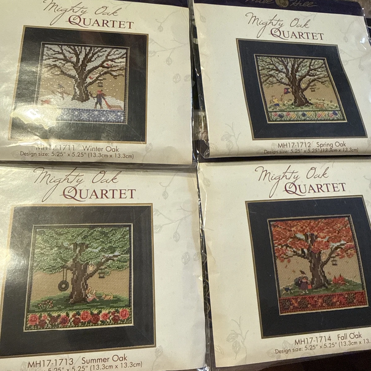 Lot of 4 Mill Hill Mighty Oak Quartet Seasons Beaded Counted Cross Stitch Kits