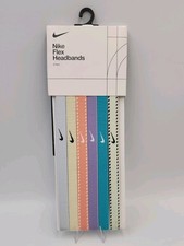 Nike FLEX Headbands 6 Pack Skinny Non-Slip Swoosh Logo Assorted Colors Multipack