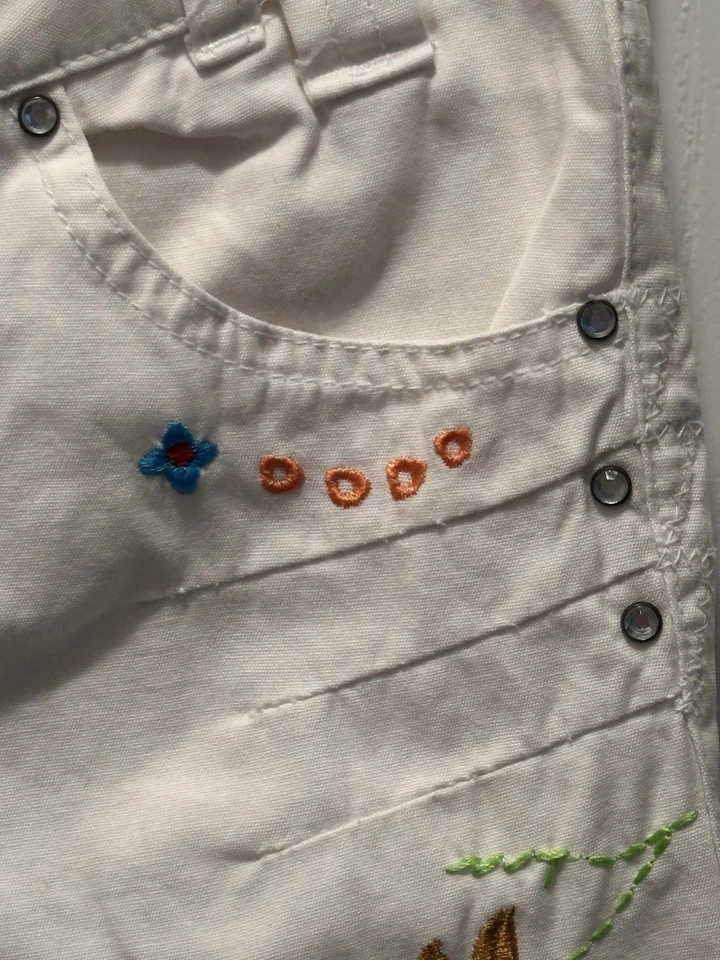 Брюки-капри для девочек 90-х Mary Kate And Ashley белые с вышивкой размер 8 - Изображение 3 из 4