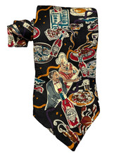 TABASCO Sauce Embossed Novelty Silk Necktie Tie Made In USA Diner Restaurant