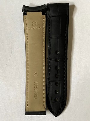 【純正品】オメガ OMEGA ブラックアリゲーター 21mm 98000303 OEM Omega Seamaster Aqua Terra 21 mm black alligator Leather Strap