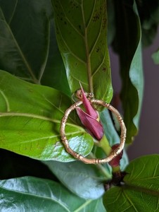 Authentic Vintage Bamboo Hoop Earrings - Gold Plated, Large Hoops, Stud