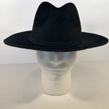 Adora Western Style Wool Hat Black Braided Leather Accent One Size USA Made
