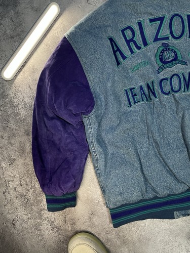 Vintage Arizona Denim Jacket Bomber Jean Co. Varsity Mens Size M - Afbeelding 10 van 15