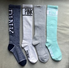 4 Pairs/lot Victoria's Knee High Socks PINK Socks VS Women Crew Socks