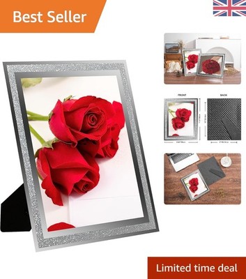 Klassischer 8x10 Glas Bilderrahmen mit glitzerndem Silberrand für jeden Anlass