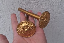 2 anciens caches support barre a rideau, cache-piton en laiton creux