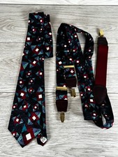 Tie  Suspenders Set Carlos Tomasini Geometric Print Men  s Accessories
