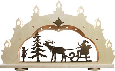 LED Lichterbogen 7 flg. Rustikal ''Weihnachtsmann auf Schlitten''  52,0x33x6cm N