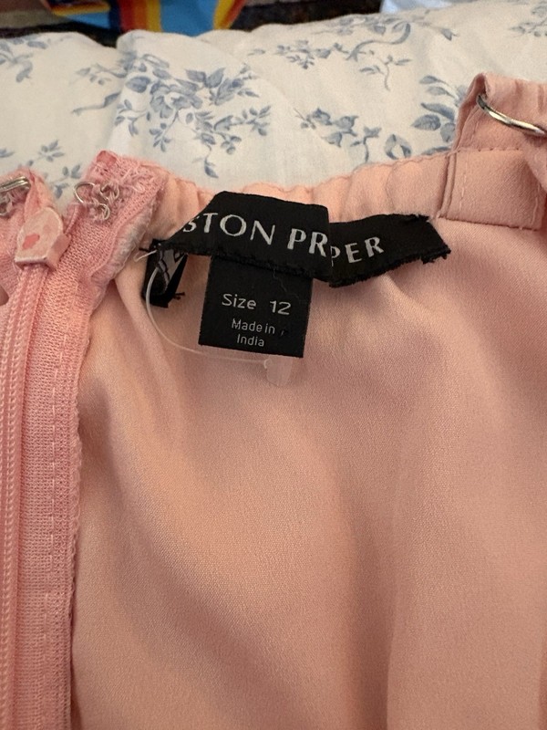 Boston Proper Girls 12 Pink Eyelet Fit & Flare Sleeveless V-Neck Dress
