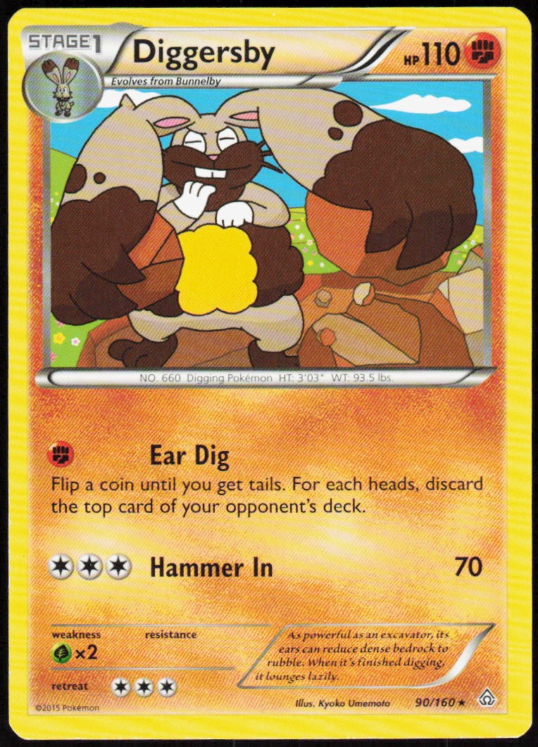 Diggersby 90/160 Rare Primal Clash Pokemon Near Mint