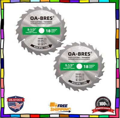 2 Pack 5-1/2'' ATB 18 Tooth Saw Blades, Cordless Trim, 5/8'' Arbor
