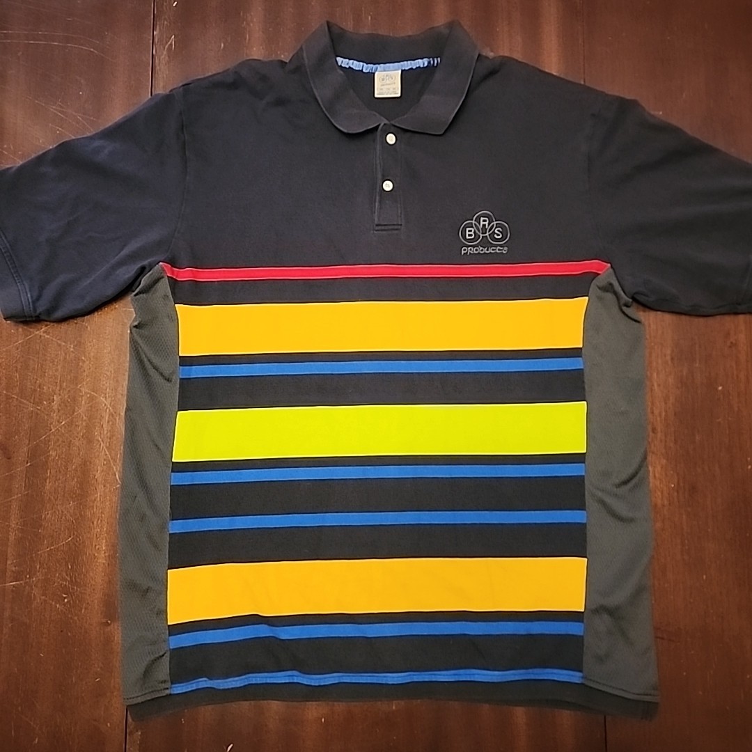 Vintage Nike Air Blue Ribbon Sports Striped BRS Embroidered Rugby Polo Shirt 2XL