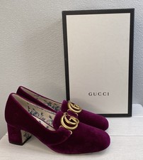 Gucci GG Victoire 55MM Loafer Pumps Womens US8.5 EU38.5 Fucsia Velvet *PREOWNED*