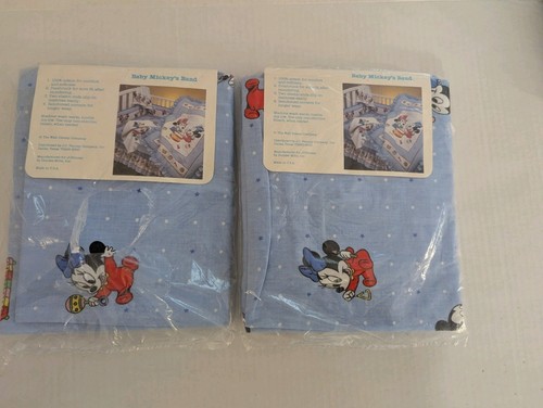 Vintage Disney Babies Crib Sheet Mickey Minnie - Baby Mickey's Band -Dundee - Picture 7 of 10