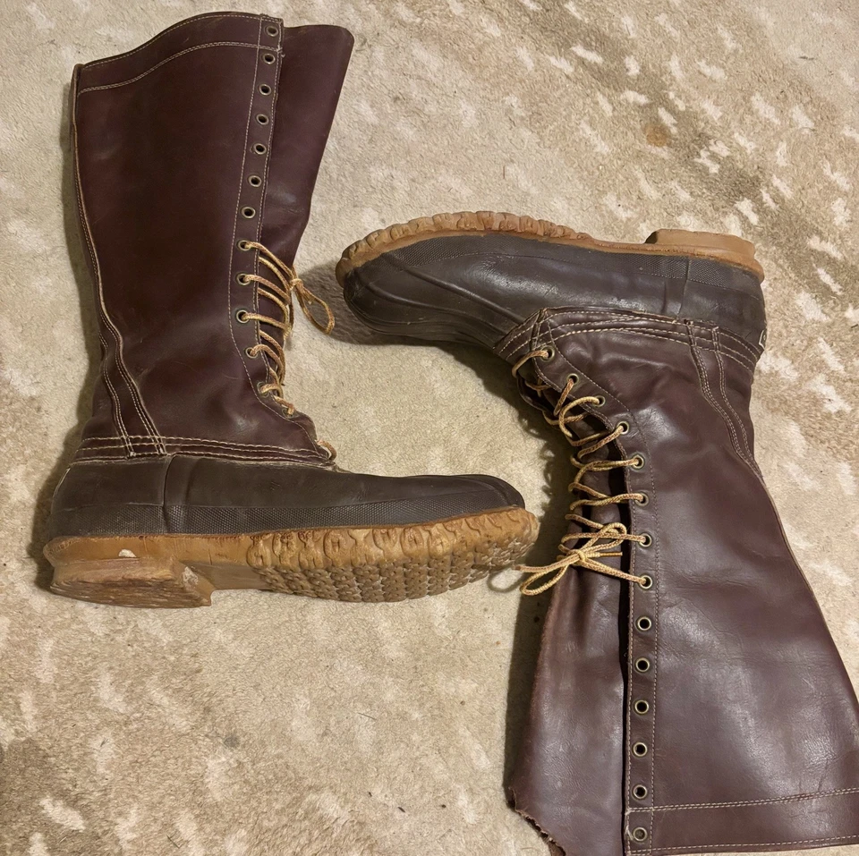 VTG L.L. Bean Maine Hunting Shoes - Duck Boots - Men’s 10 D - 16” 14 eyelet - Image 4 of 4