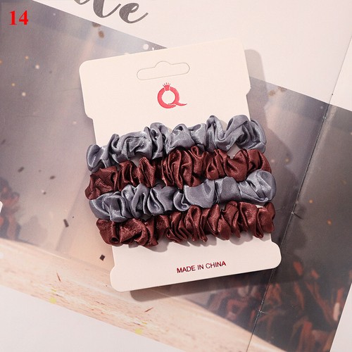 3Pcs/Set Silk Satin Small Scrunchies Ponytail Holder Hair Ties Rope Rubber Bands - Picture 63 of 69