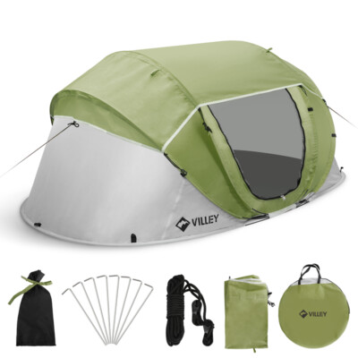 VILLEY 4 Persons Pop Up Tent Waterproof Automatic Lightweight Camping Beach Tent