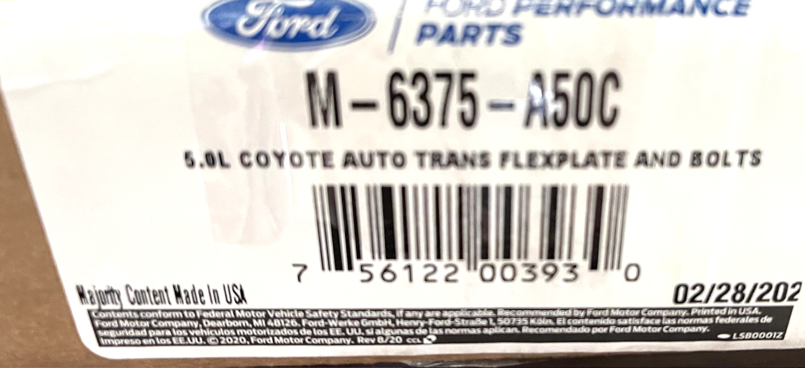 Ford Performance M6375A50C 5.0L Coyote Auto Transmission Flexplate