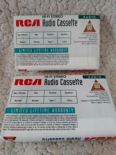 RCA Audio Cassette Hi Fi Stereo 60 Minute New Sealed Normal Bias lot of 2 - Picture 2 of 2