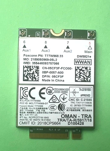 Dell WWAN DW5821e  T77W968.33 LTE 4G  5CF3F für Dell Latitude 7424 5420 5424