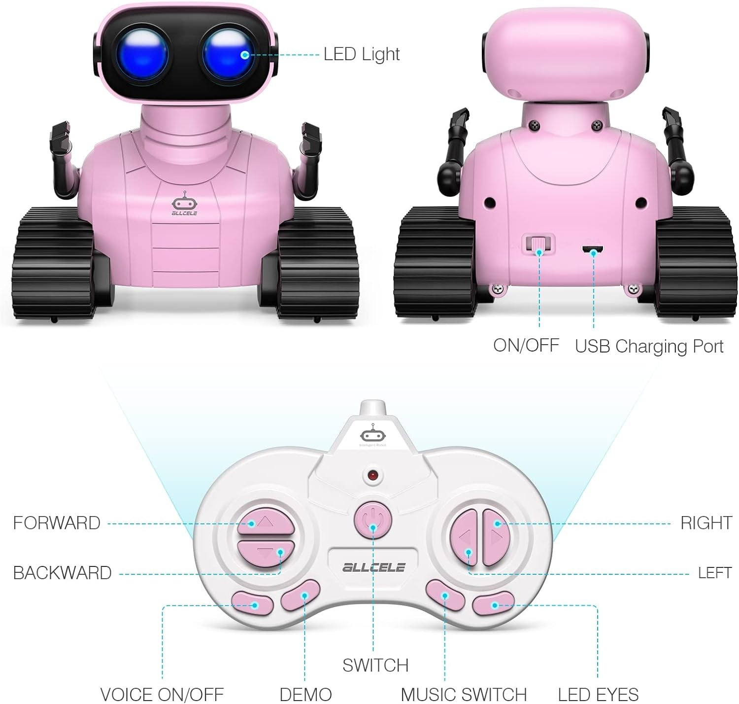 Girls Robot Toy, Rechargeable RC Robot for Kids, Remote Control Toy