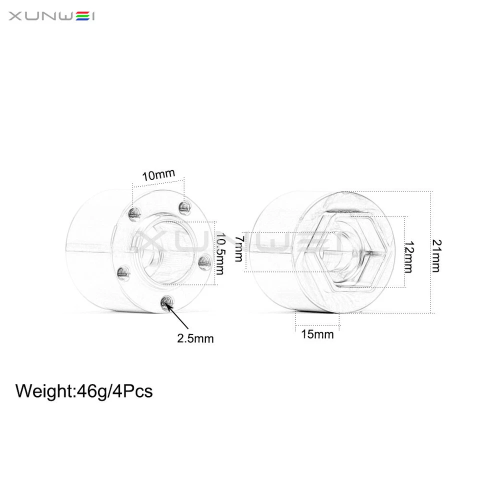 4pcs 5 Holes Wheel Hex Hub 12mm For RC Rims 1.9" 2.2" Off-Road Truck Crawler - Image 2 of 4