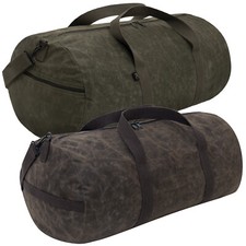 Waxed Canvas Shoulder Duffle Bag 24"x12" Unisex Travel  Gear Bag Olive or Brown