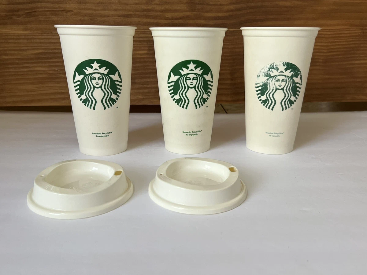 3 Starbucks Reusable 16oz Plastic Coffee To Go Cups Tumblers 6