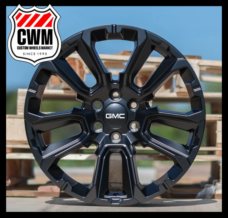 (4) 22x9 Satin Black 10-Spoke Denali Premium Wheels for GMC Sierra Tahoe Yukon - Image 3 of 4