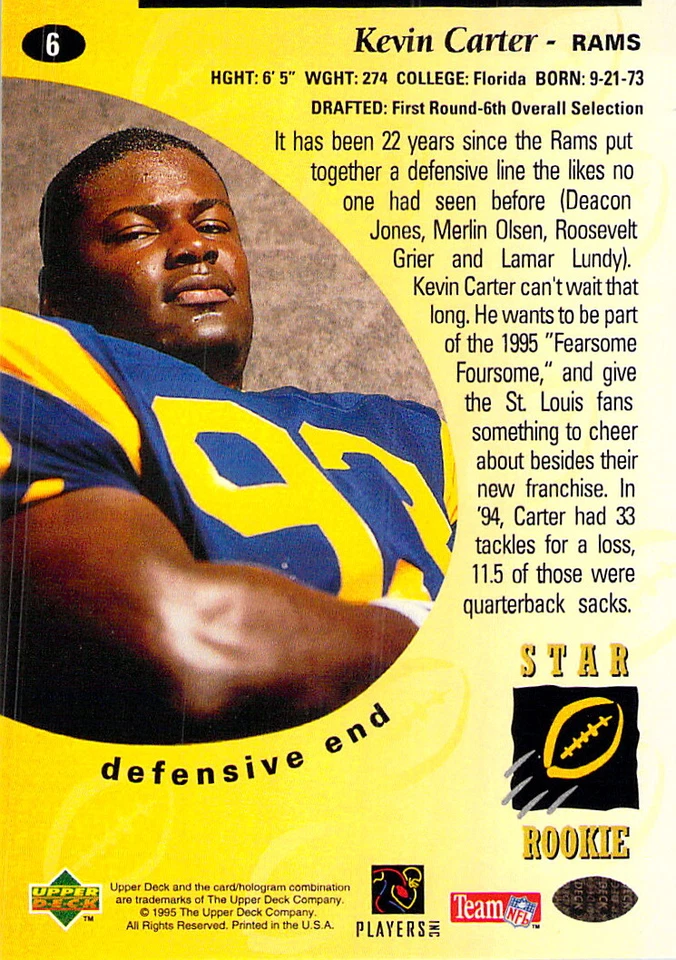 Complete Your Set 1995 Upper Deck Football Base Cards #1-300 You Pick Rookies ++ - Image 2 of 4