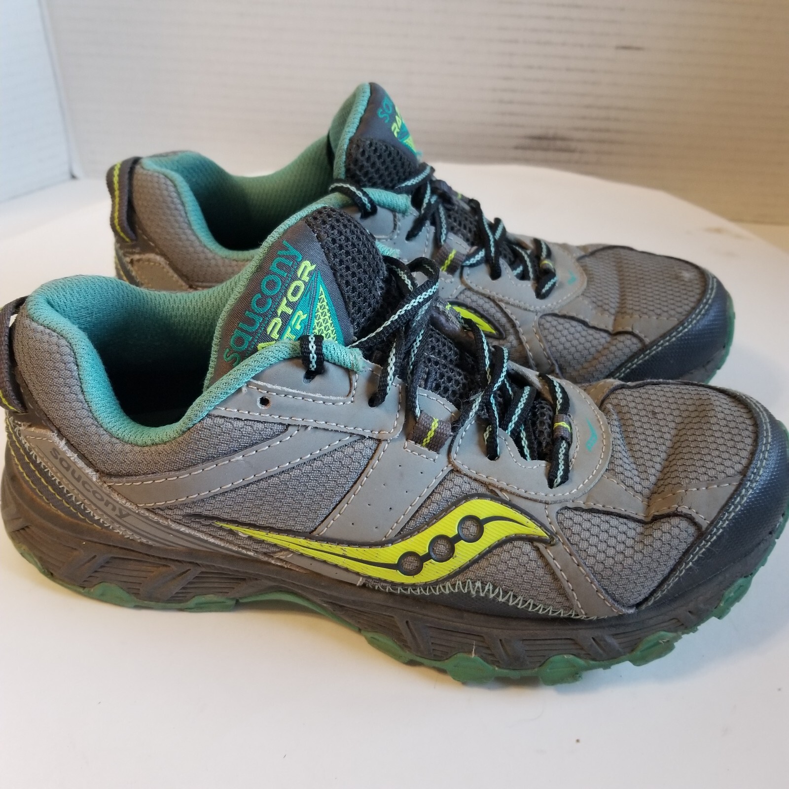 Saucony Raptor TR Women's Trail Hiking Shoes Size 8.5 Gray Aqua Green thumbnail 4