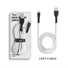 10ft Long USB Cord Cable for Consumer Cellular Verve Connect, Iris Flip Phone