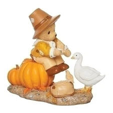 Cherished Teddies Ephraim Thanksgiving Bear With Goose Teddy Figurine 133483