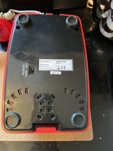 Teléfono rojo años 80 botón de presión auricular teléfono pantalla utilería - Imagen 6 de 9