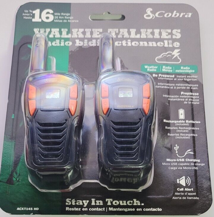 Cobra 16-Mile Range 2-Way Radio easy access to all 22 channels Model #ACXT145 HD