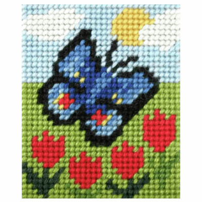 Orchideen-Nadelstich-Kit: Meine erste Stickerei: Schmetterling und Tulpen