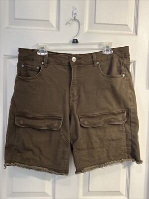 EPTM Green Denim Cutoff Cargo Shorts Men Size 34/L