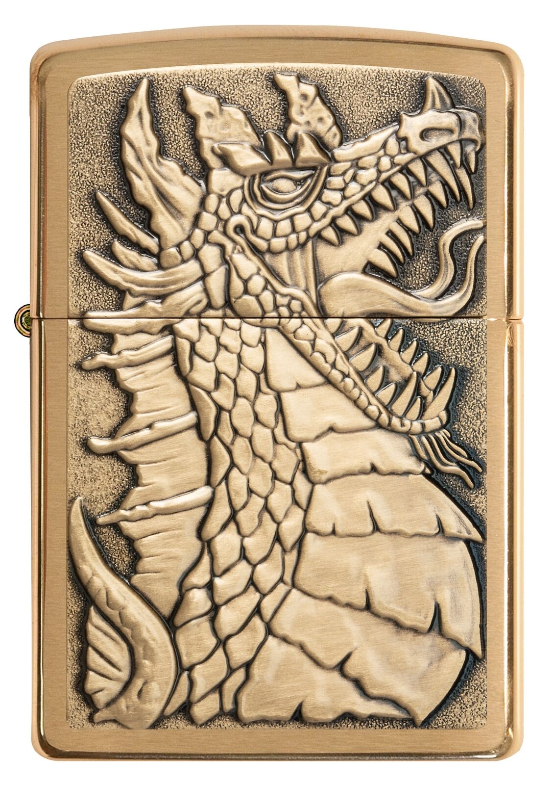 Zippo Dragon Emblem Design Brushed Brass Windproof Pocket 