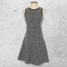 J.Crew Dress Tweed Fabric Sleeveless Design Flared Skirt A-Line Black/White W 4