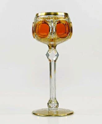 Prunkglas Römer Überfang Golddekor um 1900 Josephinenhütte Stängelglas - Bild 1 von 4