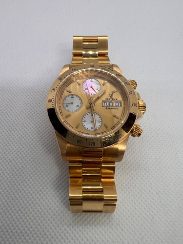 RARE FESTINA Chronograph F652-F25A- Solid 18K Gold “Daytona Style” SWISS MADE - Picture 13 of 24