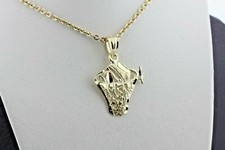 14K Yellow Gold Diamond-Cut Mini Basketball & Hoop Charm Pendant  