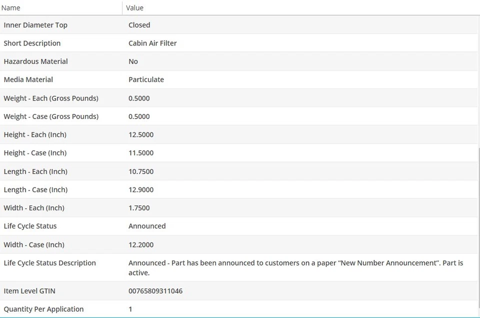 WIX Cabin Air Filter For NISSAN VERSA NOTE 2014-2019 L4-1.6L - Image 4 of 4