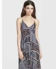 ASTR the Label Blue Maxi Dress Patchwork Floral Long Flowy Boho Festival Medium